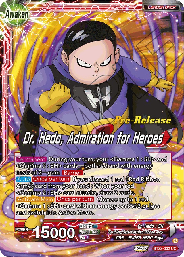 Dr. Hedo // Dr Hedo, Admiration for Heroes (BT22-002) [Critical Blow Prerelease Promos] | The Time Vault CA
