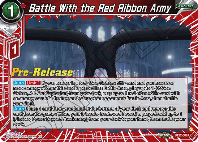 Battle With the Red Ribbon Army (BT22-006) [Critical Blow Prerelease Promos] | The Time Vault CA