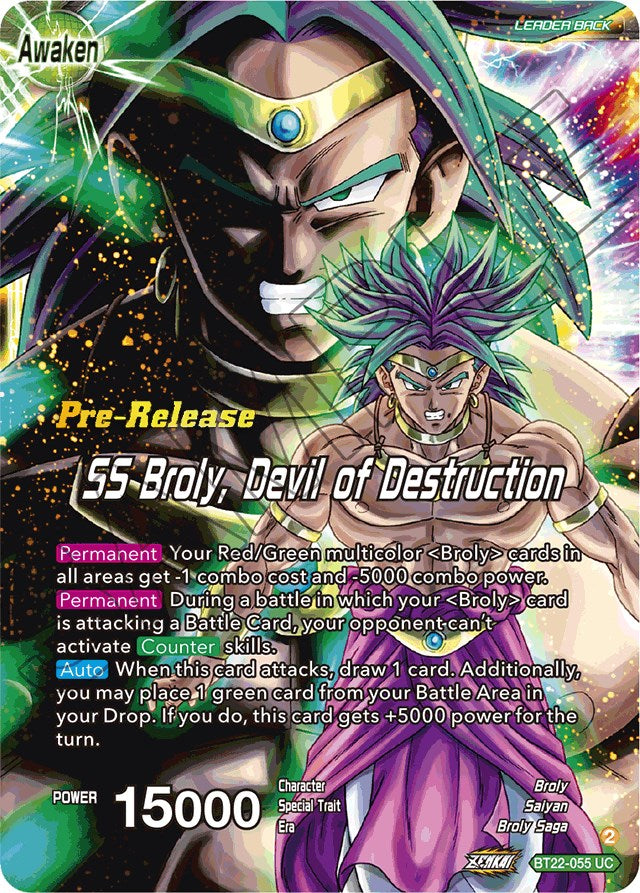 Broly & Paragus // SS Broly, Devil of Destruction (BT22-055) [Critical Blow Prerelease Promos] | The Time Vault CA