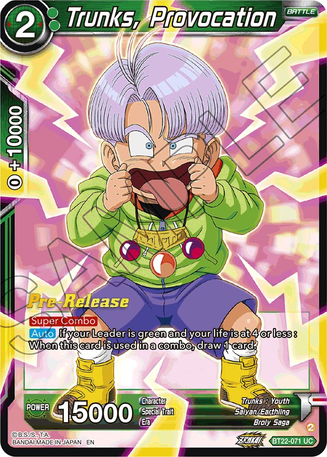 Trunks, Provocation (BT22-071) [Critical Blow Prerelease Promos] | The Time Vault CA