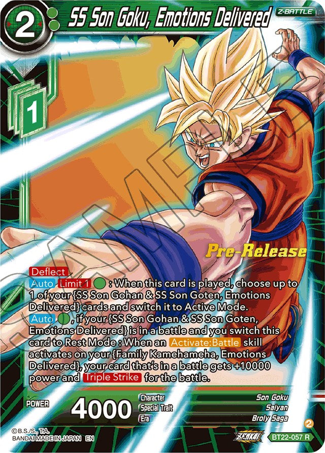 SS Son Goku, Emotions Delivered (BT22-057) [Critical Blow Prerelease Promos] | The Time Vault CA