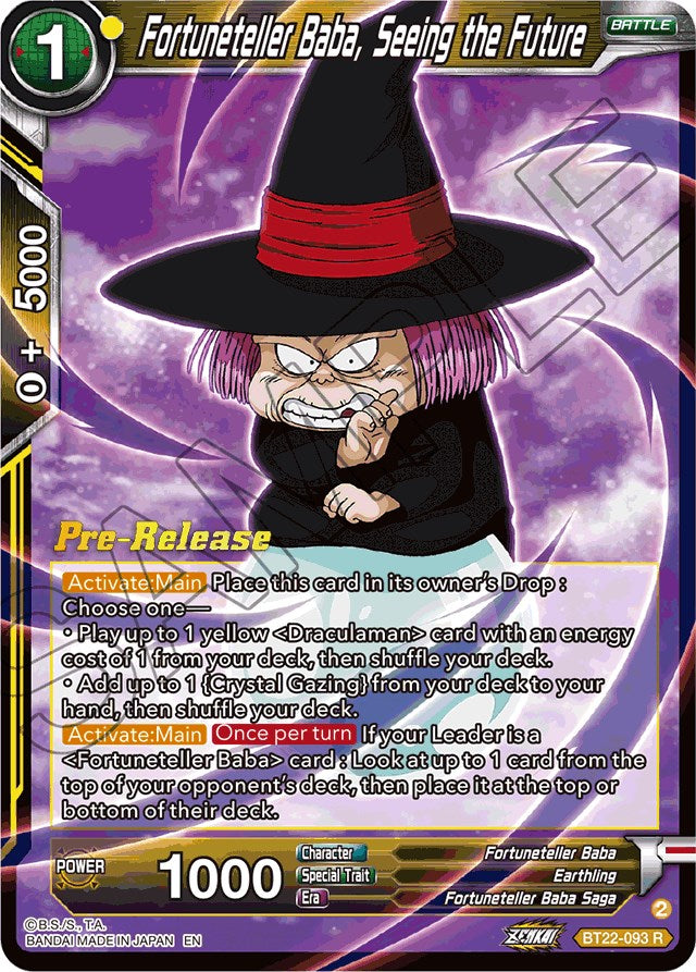 Fortuneteller Baba, Seeing the Future (BT22-093) [Critical Blow Prerelease Promos] | The Time Vault CA