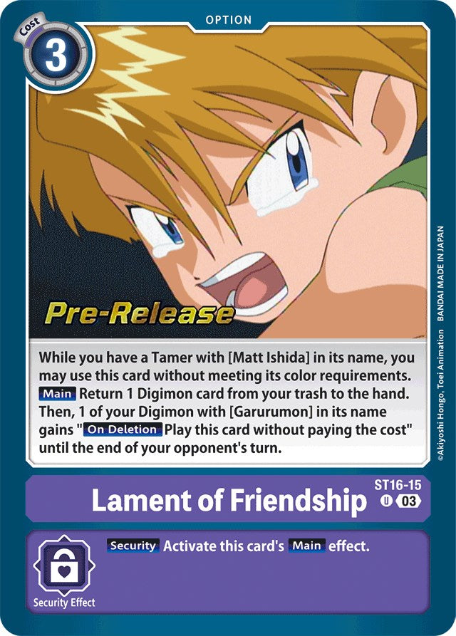 Lament of Friendship [ST16-15] [Starter Deck: Wolf of Friendship Pre-Release Cards] | The Time Vault CA