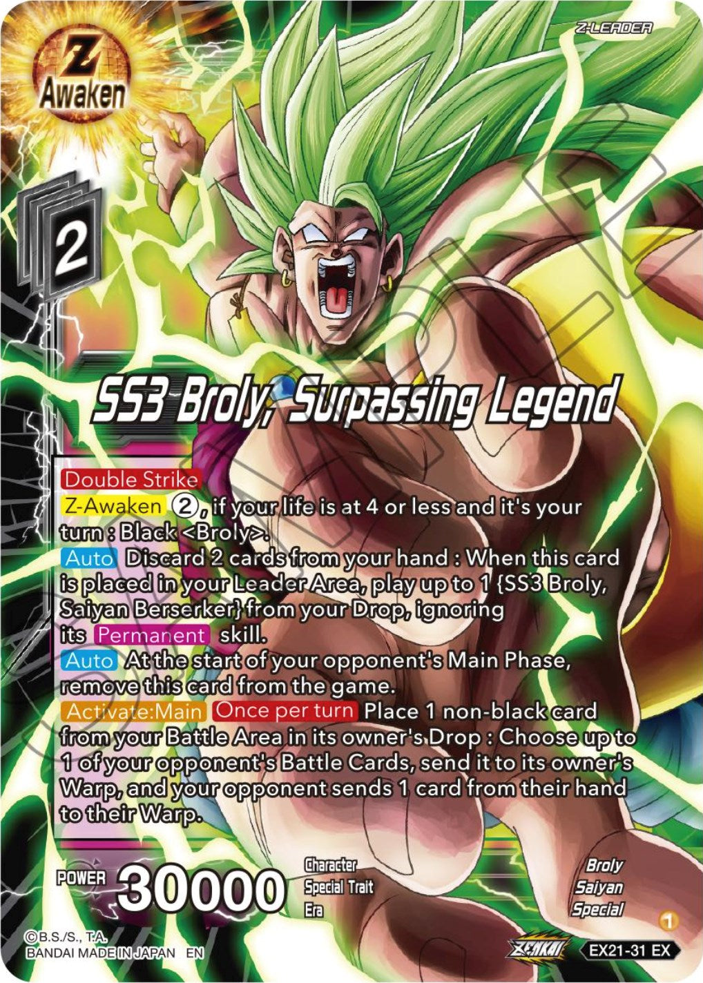 SS3 Broly, Surpassing Legend (EX21-31) [5th Anniversary Set] | The Time Vault CA