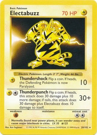 Electabuzz (20/102) [Base Set Shadowless Unlimited] | The Time Vault CA