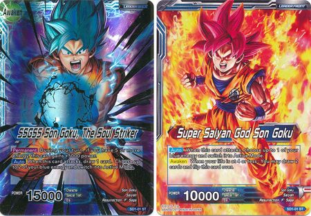 Super Saiyan God Son Goku // SSGSS Son Goku, The Soul Striker (Starter Deck - The Awakening) (SD1-01) [Galactic Battle] | The Time Vault CA