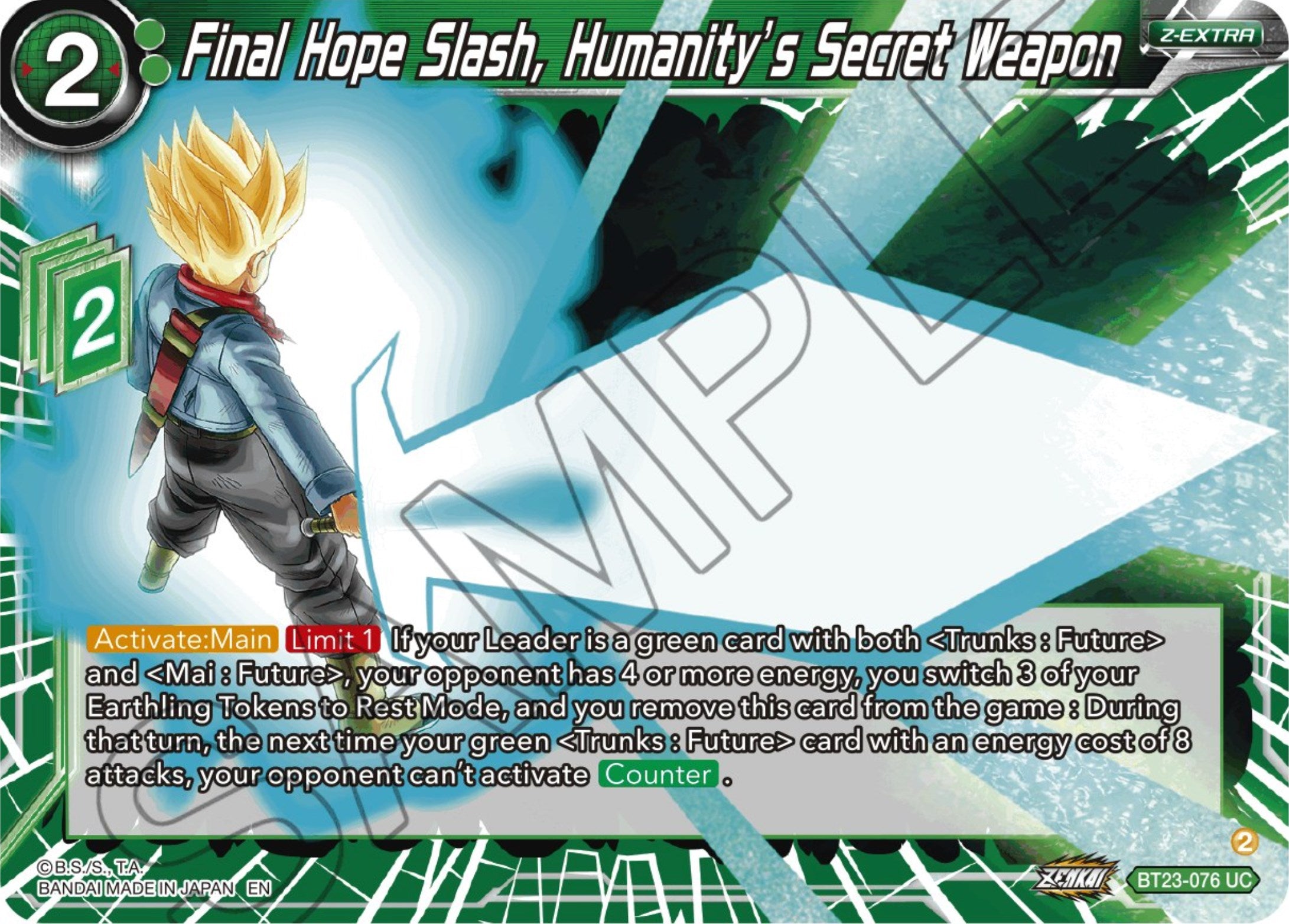 Final Hope Slash, Humanity's Secret Weapon (BT23-076) [Perfect Combination] | The Time Vault CA