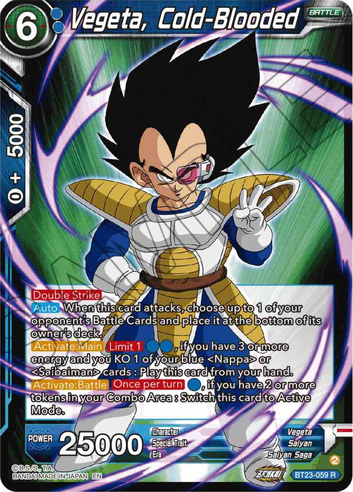 Vegeta, Cold-Blooded (BT23-059) [Perfect Combination] | The Time Vault CA