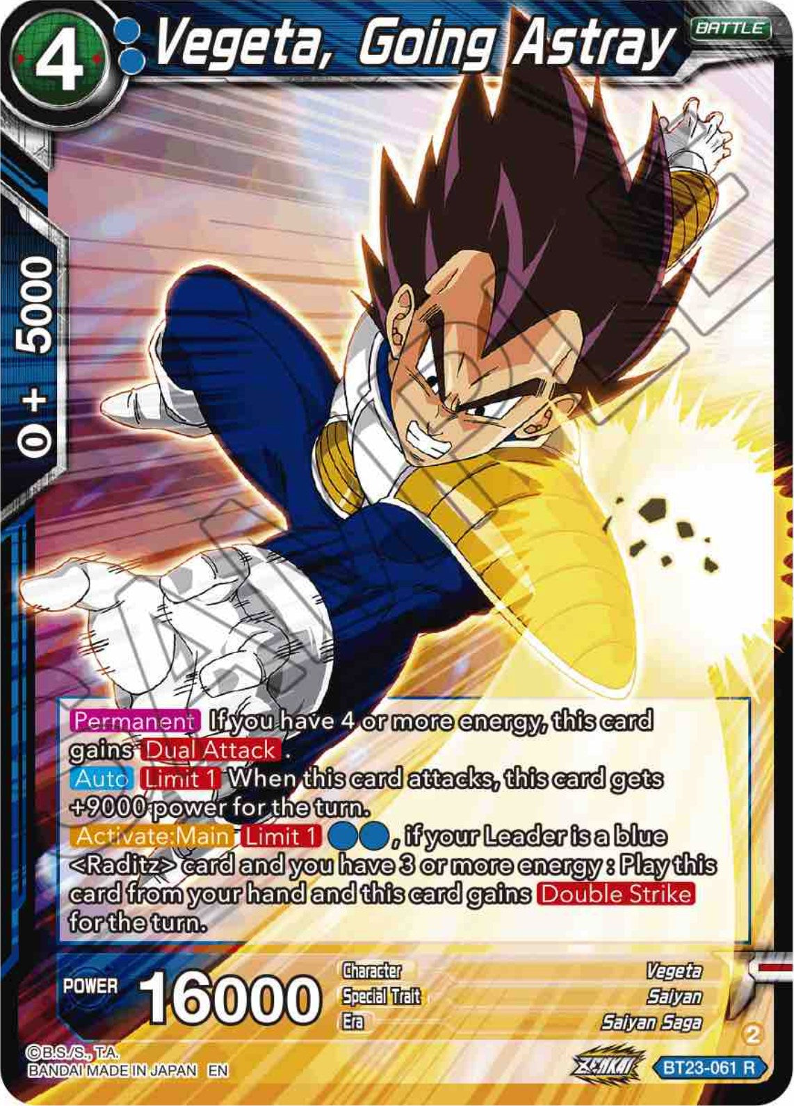 Vegeta, Going Astray (BT23-061) [Perfect Combination] | The Time Vault CA