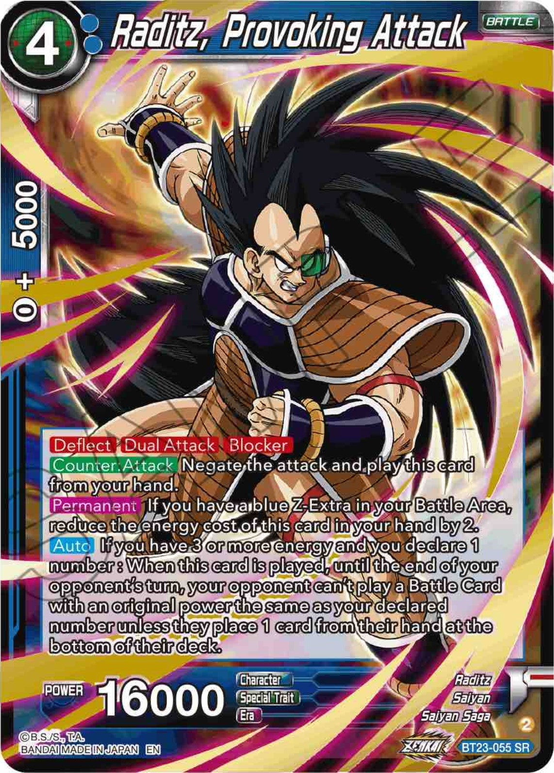Raditz, Provoking Attack (BT23-055) [Perfect Combination] | The Time Vault CA