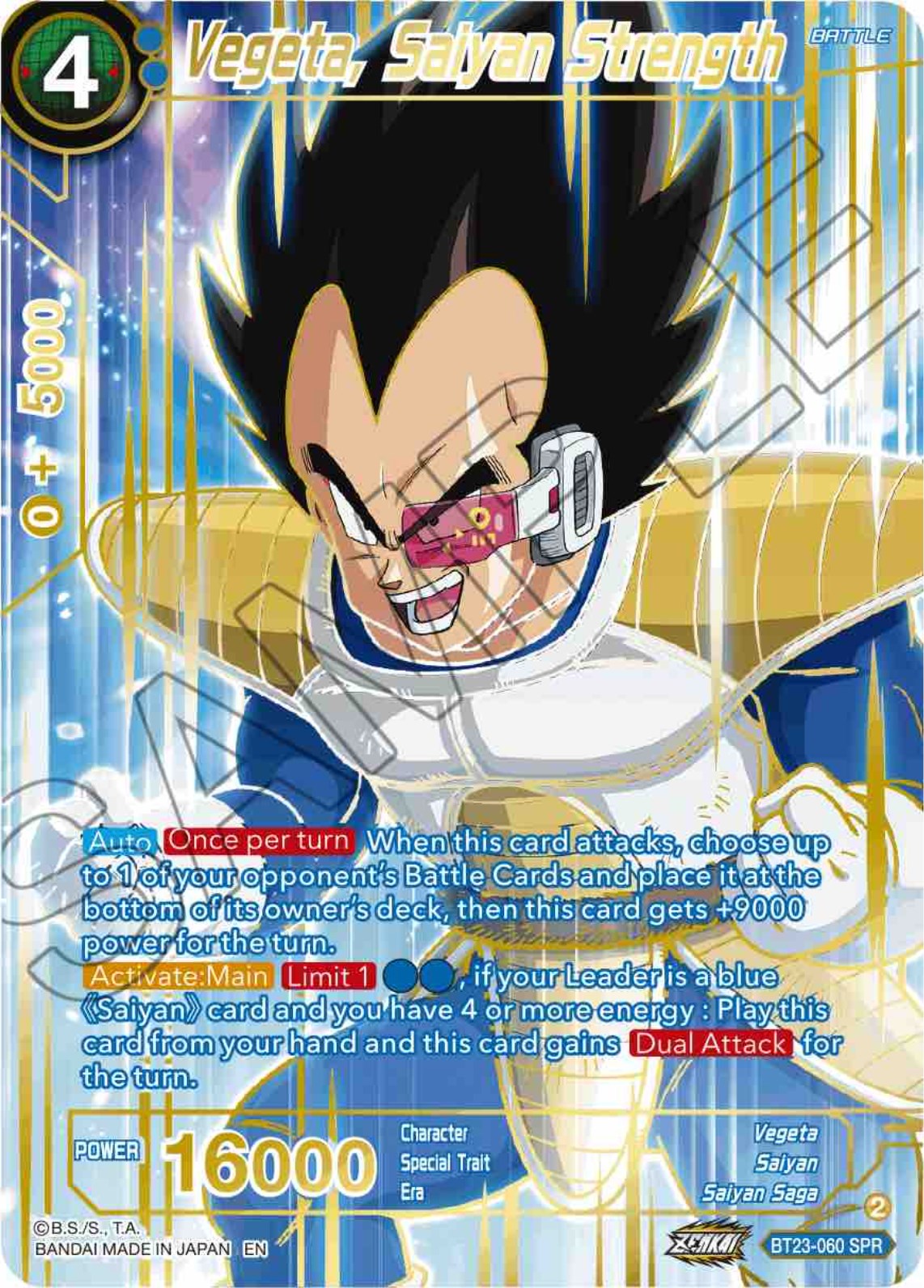 Vegeta, Saiyan Strength (SPR) (BT23-060) [Perfect Combination] | The Time Vault CA