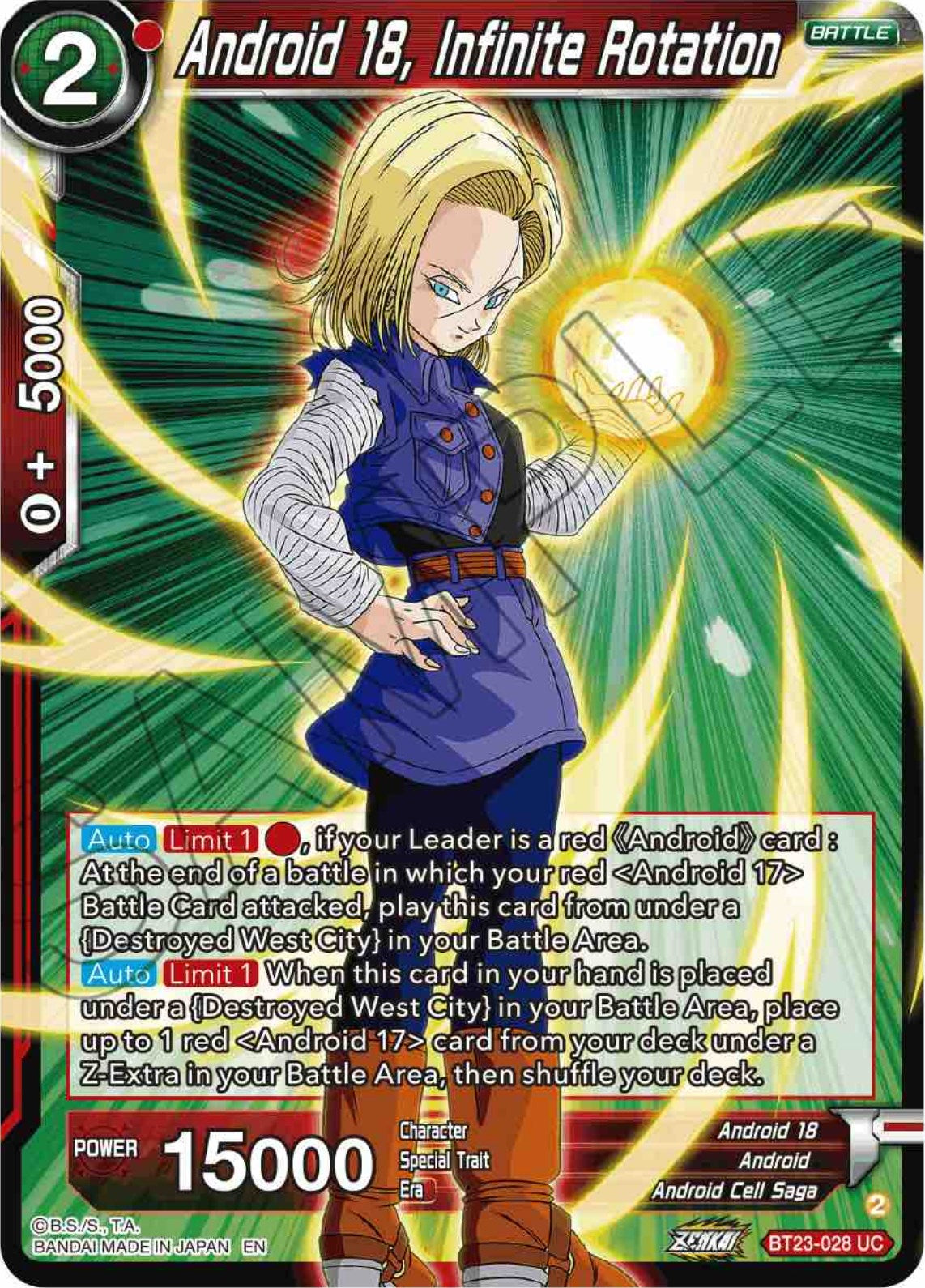Android 18, Infinite Rotation (BT23-028) [Perfect Combination] | The Time Vault CA