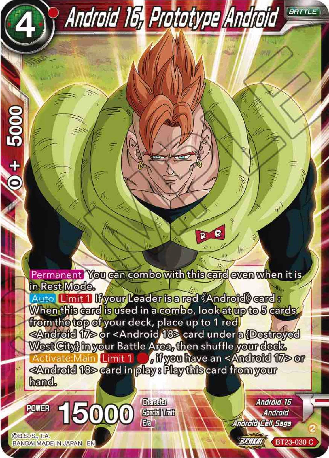 Android 16, Prototype Android (BT23-030) [Perfect Combination] | The Time Vault CA