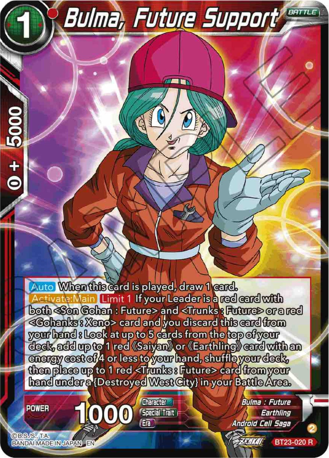 Bulma, Future Support (BT23-020) [Perfect Combination] | The Time Vault CA