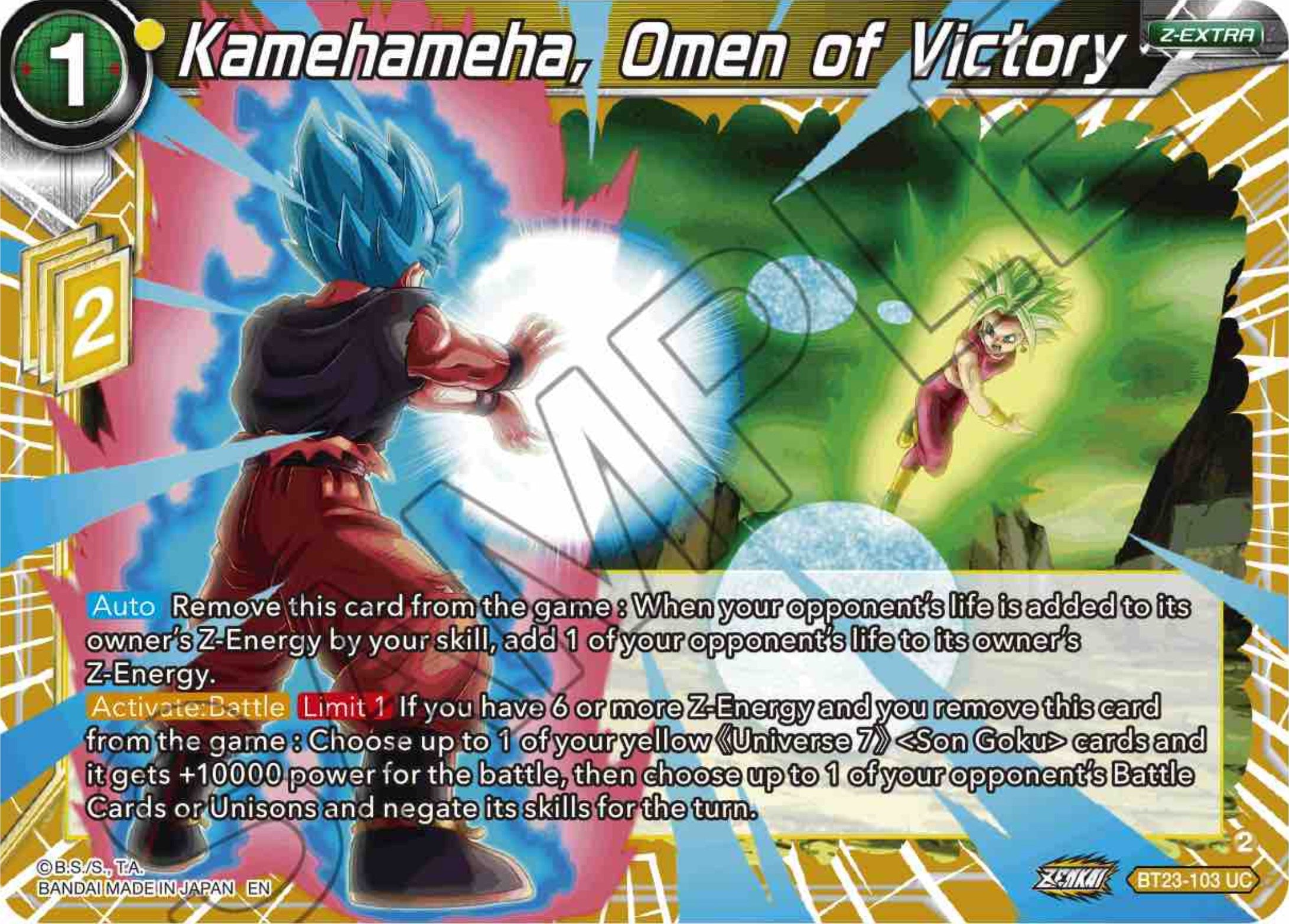 Kamehameha, Omen of Victory (BT23-103) [Perfect Combination] | The Time Vault CA