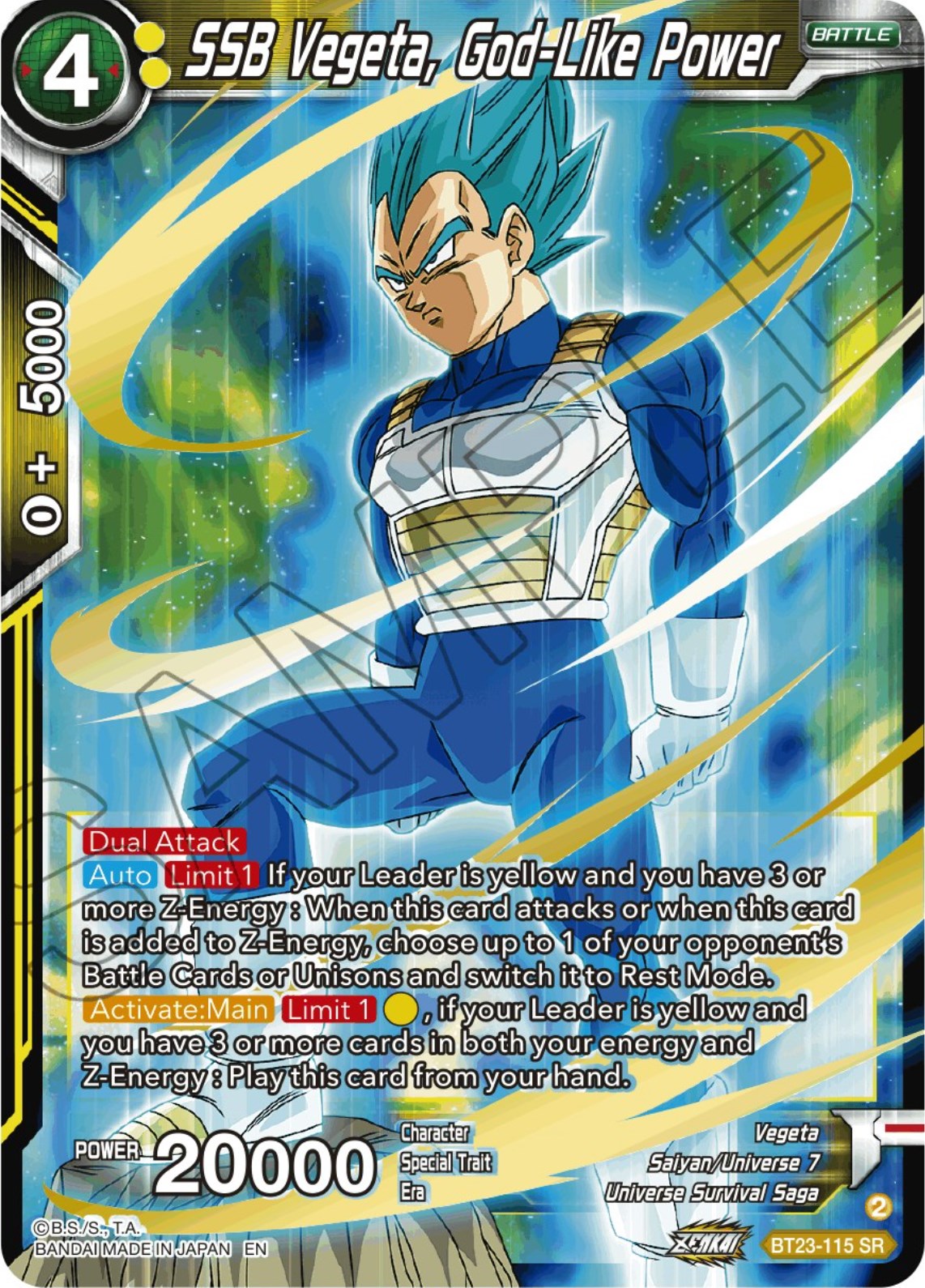 SSB Vegeta, God-Like Power (BT23-115) [Perfect Combination] | The Time Vault CA