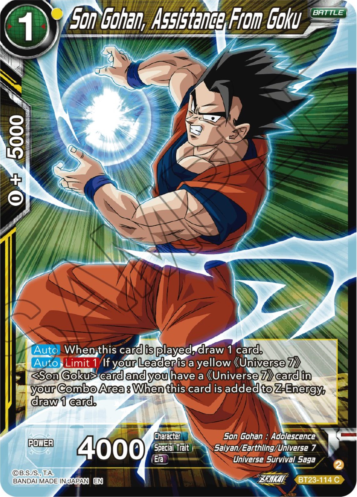 Son Gohan, Assistance From Goku (BT23-114) [Perfect Combination] | The Time Vault CA