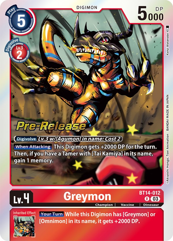 Greymon [BT14-012] [Blast Ace Pre-Release Cards] | The Time Vault CA
