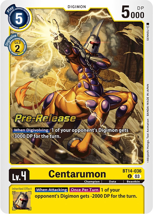 Centarumon [BT14-036] [Blast Ace Pre-Release Cards] | The Time Vault CA