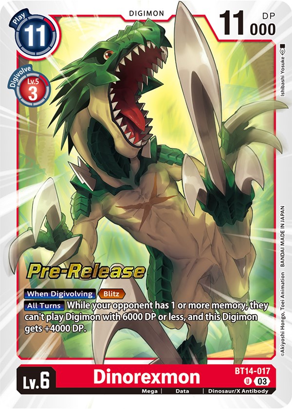 Dinorexmon [BT14-017] [Blast Ace Pre-Release Cards] | The Time Vault CA