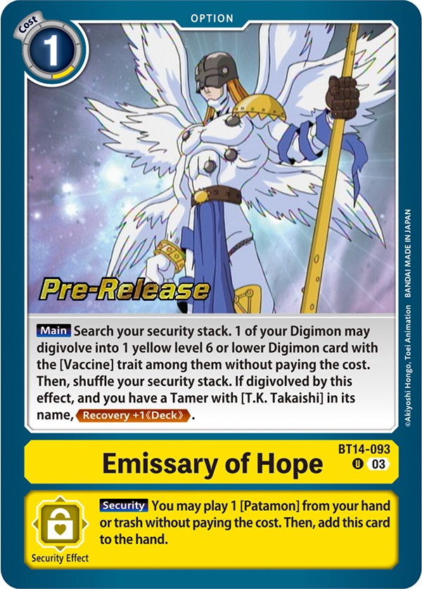 Emissary of Hope [BT14-093] [Blast Ace Pre-Release Cards] | The Time Vault CA