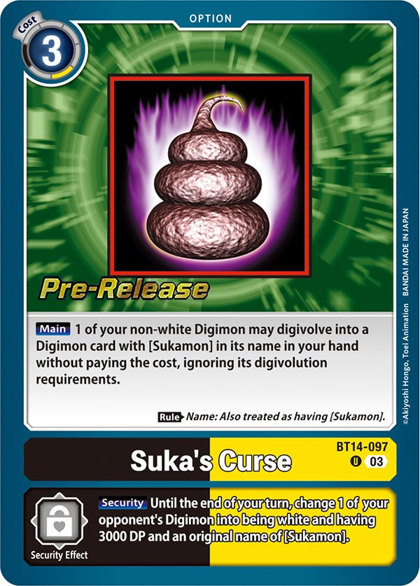 Suka's Curse [BT14-097] [Blast Ace Pre-Release Cards] | The Time Vault CA