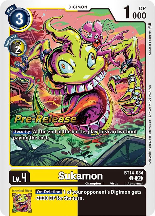 Sukamon [BT14-034] [Blast Ace Pre-Release Cards] | The Time Vault CA