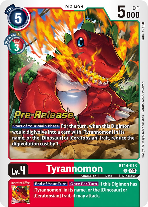 Tyrannomon [BT14-013] [Blast Ace Pre-Release Cards] | The Time Vault CA