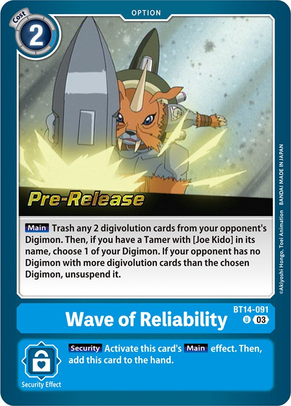 Wave of Reliability [BT14-091] [Blast Ace Pre-Release Cards] | The Time Vault CA