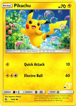 Pikachu (19/68) (Pikachu Stamp #30) [Battle Academy 2020] | The Time Vault CA