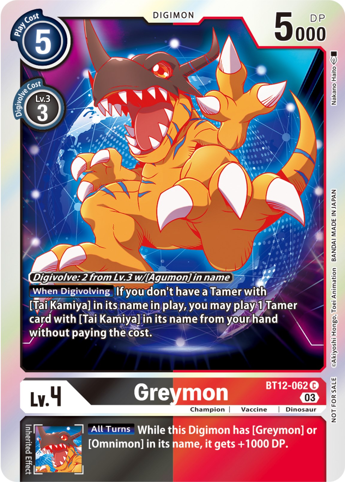 Greymon [BT12-062] (Official Tournament Pack Vol.11) [Across Time] | The Time Vault CA