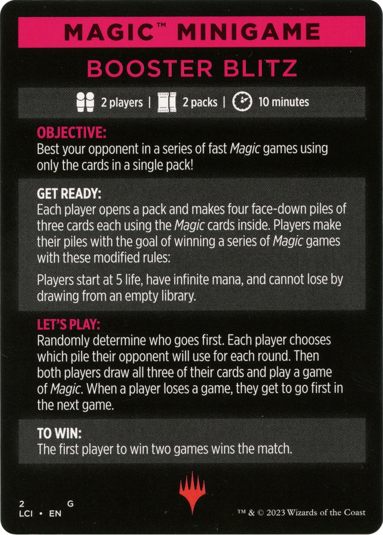 Booster Blitz (Magic Minigame) [The Lost Caverns of Ixalan Minigame] | The Time Vault CA