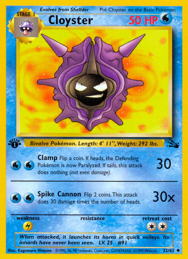 Cloyster (32/62) [Fossil 1st Edition] | The Time Vault CA