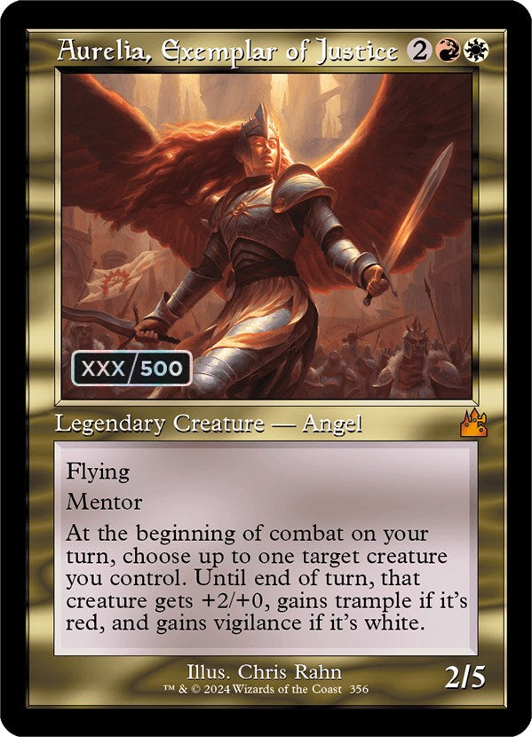 Aurelia, Exemplar of Justice (Retro) (Serialized) [Ravnica Remastered] | The Time Vault CA