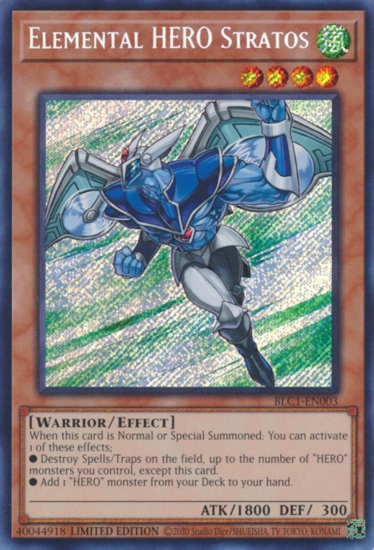 Elemental HERO Stratos [BLC1-EN003] Secret Rare | The Time Vault CA