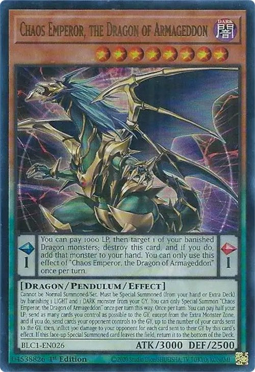 Chaos Emperor, the Dragon of Armageddon [BLC1-EN026] Ultra Rare | The Time Vault CA