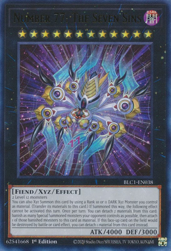 Number 77: The Seven Sins [BLC1-EN038] Ultra Rare | The Time Vault CA