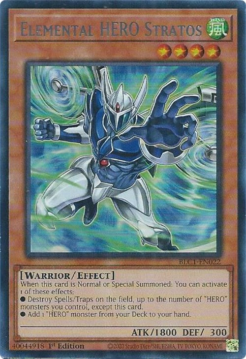 Elemental HERO Stratos (Alternate Art) (Silver) [BLC1-EN022] Ultra Rare | The Time Vault CA