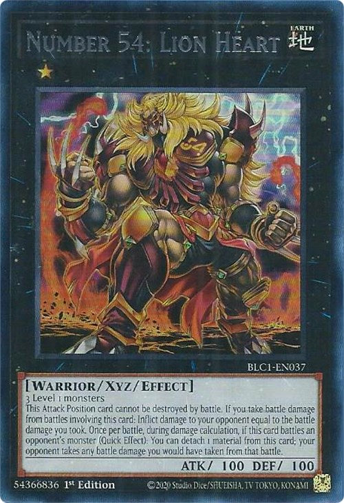 Number 54: Lion Heart (Silver) [BLC1-EN037] Ultra Rare | The Time Vault CA