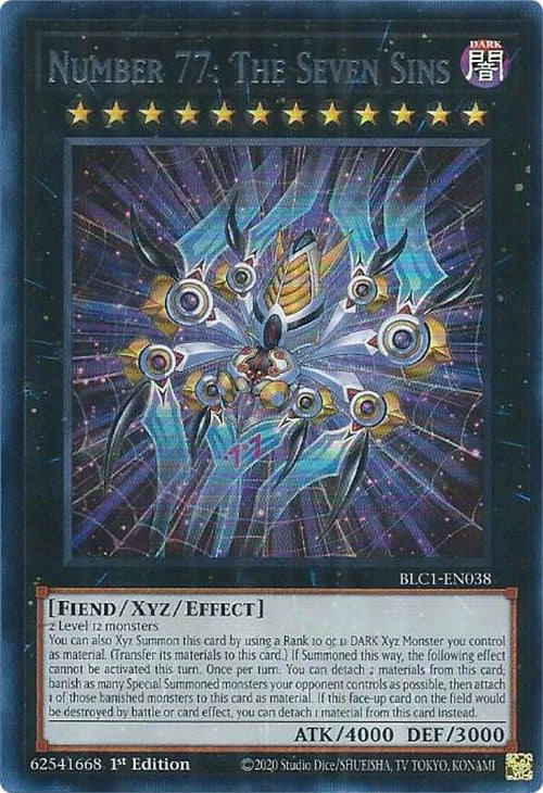 Number 77: The Seven Sins (Silver) [BLC1-EN038] Ultra Rare | The Time Vault CA