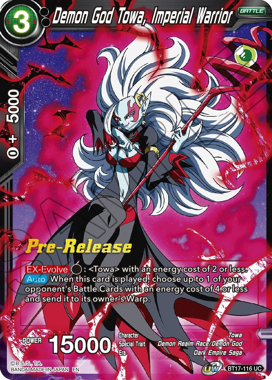 Demon God Towa, Imperial Warrior (BT17-116) [Ultimate Squad Prerelease Promos] | The Time Vault CA