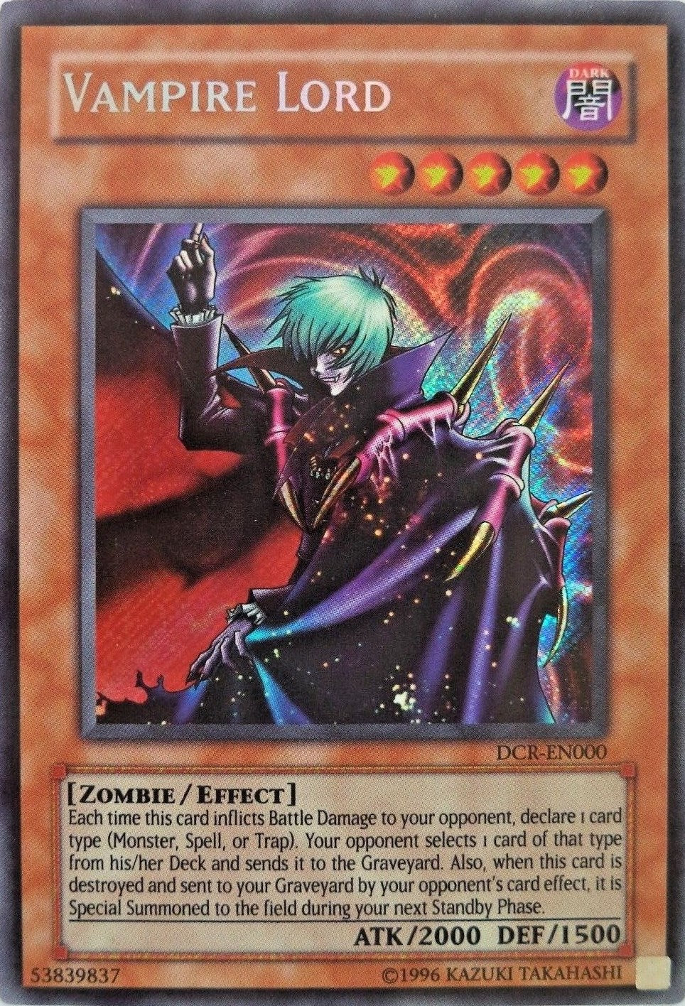 Vampire Lord [DCR-EN000] Secret Rare | The Time Vault CA