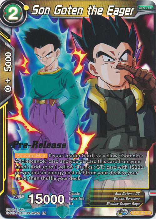 Son Goten the Eager (BT10-102) [Rise of the Unison Warrior Prerelease Promos] | The Time Vault CA