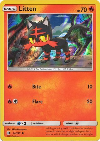 Litten (24/149) (Water Web Holo) [Sun & Moon: Base Set] | The Time Vault CA