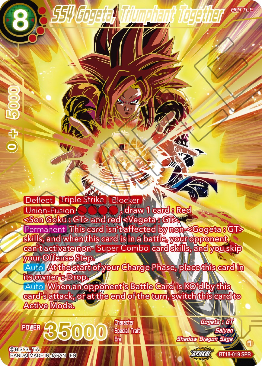 SS4 Gogeta, Triumphant Together (SPR) (BT18-019) [Dawn of the Z-Legends] | The Time Vault CA