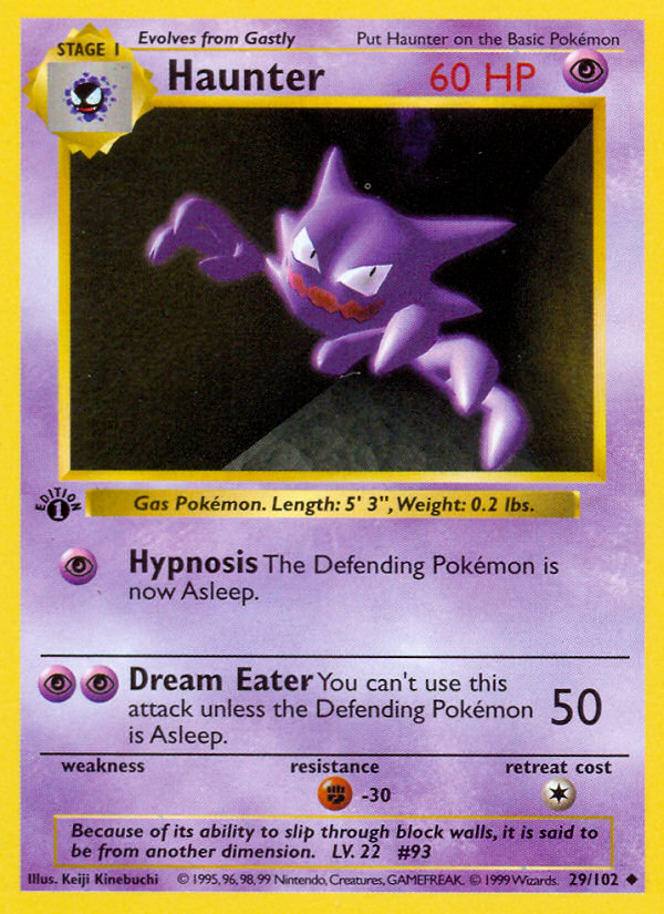 Haunter (29/102) (Shadowless) [Base Set 1st Edition] | The Time Vault CA