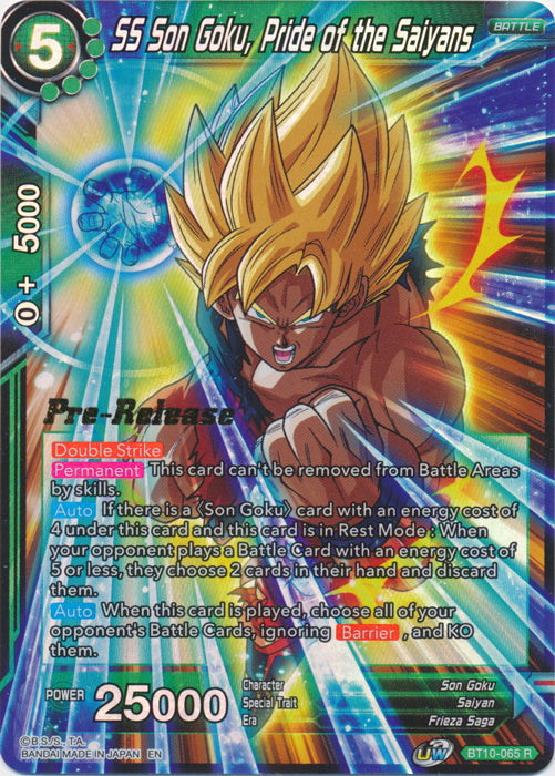 SS Son Goku, Pride of the Saiyans (BT10-065) [Rise of the Unison Warrior Prerelease Promos] | The Time Vault CA