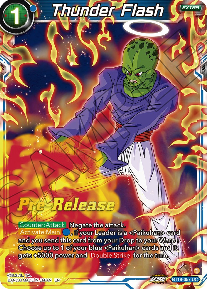 Thunder Flash (BT18-057) [Dawn of the Z-Legends Prerelease Promos] | The Time Vault CA