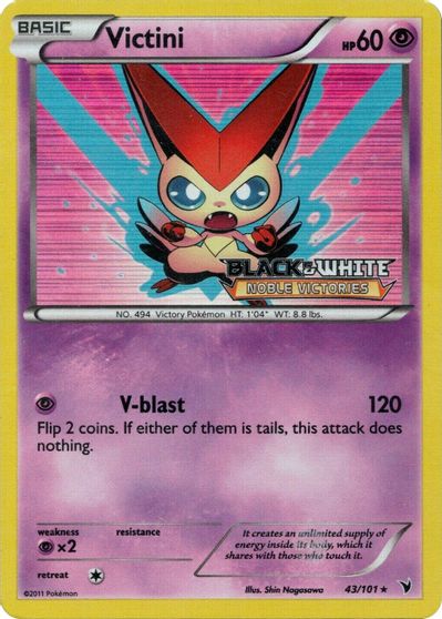 Victini (43/101) (Prerelease Promo) [Black & White: Black Star Promos] | The Time Vault CA