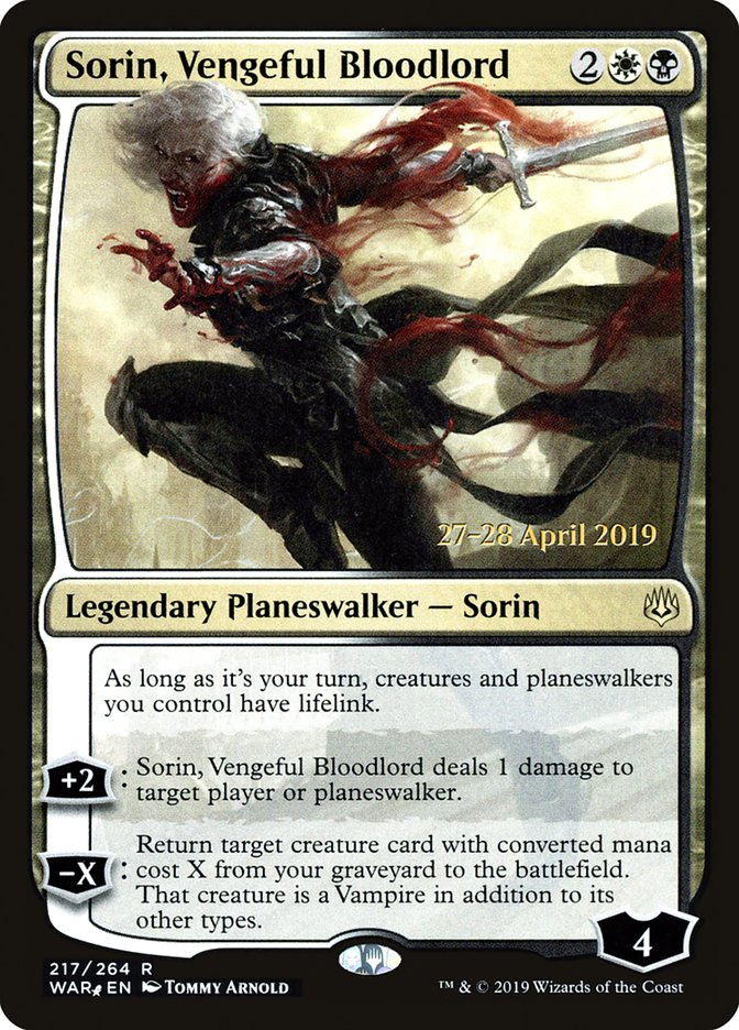 Sorin, Vengeful Bloodlord  [War of the Spark Prerelease Promos] | The Time Vault CA